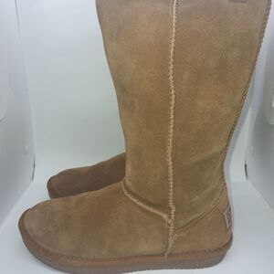 Skechers Women's Shelby Sochi Brown Leather Fur‎ Lined Boots Women's Size 7